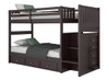 Huntington Espresso Twin over Twin Bunk Beds with Stairs shown with Optional Set of 3 Under Bed Storage Drawers