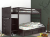 Huntington Espresso Twin over Full Bunk Beds with Stairs shown with Optional Set of 3 Under Bed Storage Drawers Room