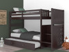 Huntington Espresso Twin over Twin Bunk Beds with Stairs shown with Optional Twin Trundle Room