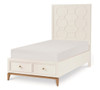 Antoinette White and Gold Twin Bed with Storage