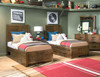 Cinnamon Ranch Kids Twin Bed Frame shown with Optional Set of 2 Under Bed Storage Drawers Room