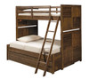 Cinnamon Ranch Twin over Full Bunk Beds for Kids shown with Optional Twin Storage Trundle