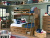 Cinnamon Ranch Twin over Full Bunk Beds for Kids shown with Optional Set of 2 Under Bed Storage Drawers Room