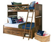 Cinnamon Ranch Twin over Full Bunk Beds for Kids shown with Optional Set of 2 Under Bed Storage Drawers