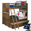 Cinnamon Ranch Twin Bunk Beds for Kids shown with Optional Twin Storage Trundle Room
