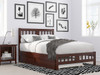 Kani Walnut Full Size Platform Bed Frame shown with Optional Twin Size Trundle Closed Room