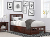 Kani Walnut Twin XL Platform Bed Frame shown with Optional Set of 2 Storage Drawers Closed Room