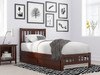 Kani Walnut Twin XL Platform Bed Frame shown with Optional Twin XL Trundle Closed Room