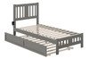 Elba Gray Twin Platform Bed Frame shown with Optional Twin Size Trundle Open