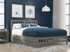 Elba Gray Queen Size Platform Bed Frame shown with Optional Set of 2 Storage Drawers Closed Room