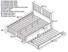 Dodie White Queen Size Platform Bed Frame with Optional Twin XL Trundle Dimensions