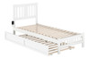 Dodie White Twin XL Platform Bed Frame shown with Optional Twin XL Trundle Open