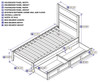 Nico Walnut Twin XL Bed Frame with Headboard with Optional Set of 2 Storage Drawers Dimensions