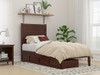 Nico Walnut Twin XL Bed Frame with Headboard shown with Optional Set of 2 Storage Drawers Room