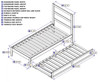 Nico Walnut Twin XL Bed Frame with Headboard with Optional Twin XL Trundle Dimensions