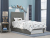 Orio Gray Twin Bed Frame with Headboard shown with Optional Twin Size Trundle Closed Room