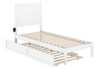 Suna White Twin XL Bed Frame with Headboard shown with Optional Twin XL Trundle Open
