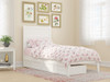 Suna White Twin XL Bed Frame with Headboard shown with Optional Set of 2 Storage Drawers Closed Room