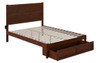 Nico Walnut Queen Platform Bed with Storage Side View Drawer Open