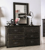 Raven Distressed Black 6 Drawer Dresser shown with Optional Tall Mirror Room