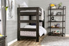 Raven Distressed Black Twin Bunk Beds End View