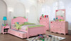 Karina Pink Beds for Girls shown with Optional Twin Storage Trundle, Chest, Dresser, Mirror & Nightstand Room