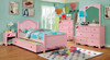 Karina Pink Twin Beds for Girls shown with Optional Twin Storage Trundle Room