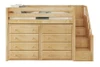 Declan Natural Twin Loft Bed with Storage Front View
