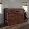 Grady Chestnut Twin Loft Bed with Storage Left Angled View Room