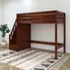Grady Chestnut Twin Loft Bed with Stairs Right Angled View Room