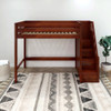 Grady Chestnut Twin Loft Bed with Stairs Front View Room