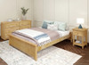 Kimball Natural Queen Platform Bed Angled View with Optional Dresser and Nightstand Room