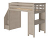 Inez Sand Twin Loft Bed with Stairs and Desk Angled View