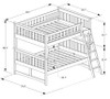 Idlewild Graywash Wooden Full over Full Bunk Beds Dimensions