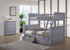 Moreno Grey Twin over Full Bunkbed shown with Optional Set of 2 Storage Drawers & Chest of Drawers Room