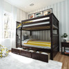 Lanier Espresso Full over Full Bunk Beds shown with Optional Twin Storage Trundle Room