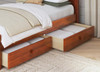 Logan Chestnut Optional Single Under Bed Storage Drawer x2 Angled View Room