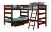 Tucker Chocolate Twin Size Loft Bunk Beds shown with Optional Under Bed Drawers