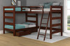 Tucker Chocolate Twin Size Loft Bunk Beds shown with Optional Under Bed Drawers Room