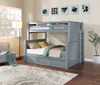 Kallista Dual Height Full over Queen Bunk Bed shown at High Setting with Optional XL Storage Trundle Room-Grey Finish