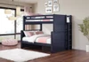 Kallista Dual Height Full over Queen Bunk Bed shown at High Setting-Blue Finish