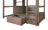 Quinn Greige Loft Bed with Desk Pull Out Drawers on Casters Detail