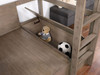 Quinn Greige Loft Bed with Desk Flip Top Storage Box Detail