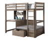 Quinn Greige Loft Bed with Desk