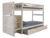 Colbin Weathered White Twin Bunk Bed with Stairs shown with Optional Twin Trundle Stair End View