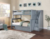 Kallista Dual Height Full over Queen Bunk Bed with Stairs shown with Underbed Storage Drawers Room-Grey Finish Kallista Dual Height Full over Queen Bunk Bed with Stairs shown with Underbed Storage Drawers Room-Grey Finish
