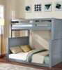 Kallista Dual Height Full over Queen Bunk Bed with Stairs shown at Low Height Room-Grey Finish Kallista Dual Height Full over Queen Bunk Bed with Stairs shown at Low Height Room-Grey Finish