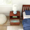 Dawson Chestnut 1 Drawer Nightstand Top View Drawer Open Room