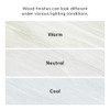Rockport Distressed White Dining Bench Different Lighting Finish Detail