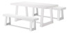 Riley White Dining Room Table and Bench Angled View